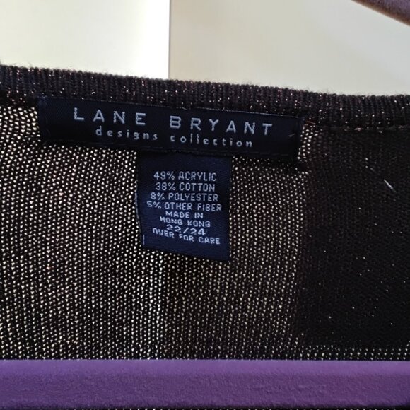 Lane Bryant Holiday Design Collection Metallic Bronze Weaving Dark Brown Sweater - Picture 8 of 9